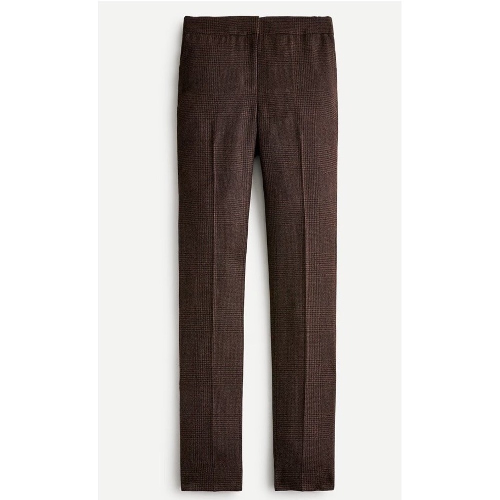 NWT j crew High-rise tapered pant in lightweight wool brown Size 4 Plaid